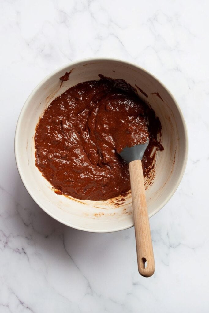 brownies batter in a mixing bowl