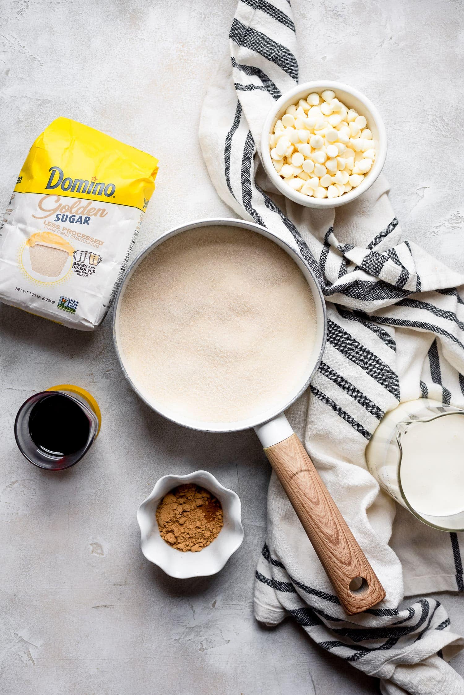ingredients for fudge on table