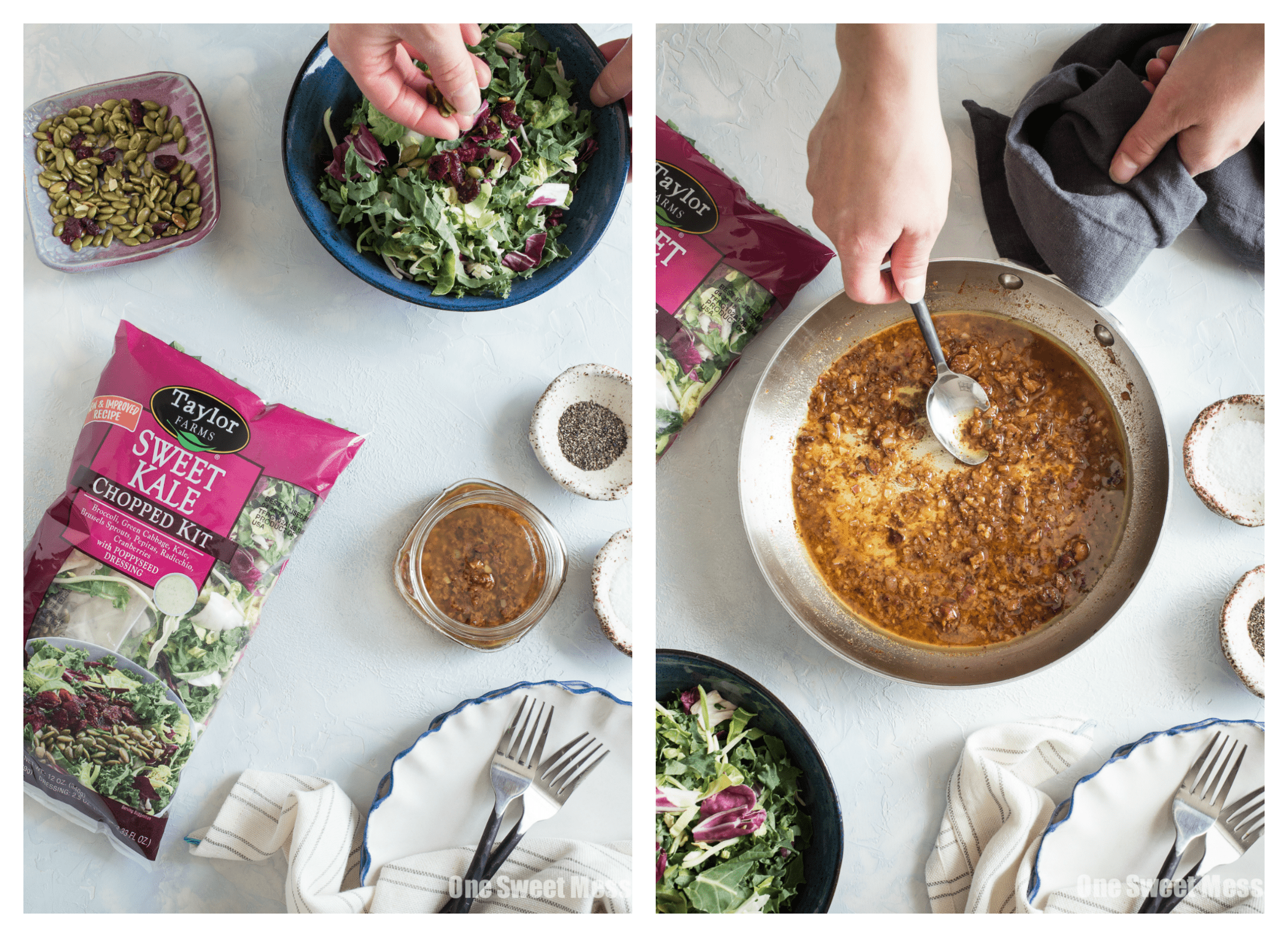 Grilled Chicken & Sweet Kale Salad Stuffed Sweet Potatoes: Loaded with grilled poppy seed dressing glazed chicken and topped with sweet kale salad tossed in warm bacon vinaigrette. Hearty, healthy and gluten-free.