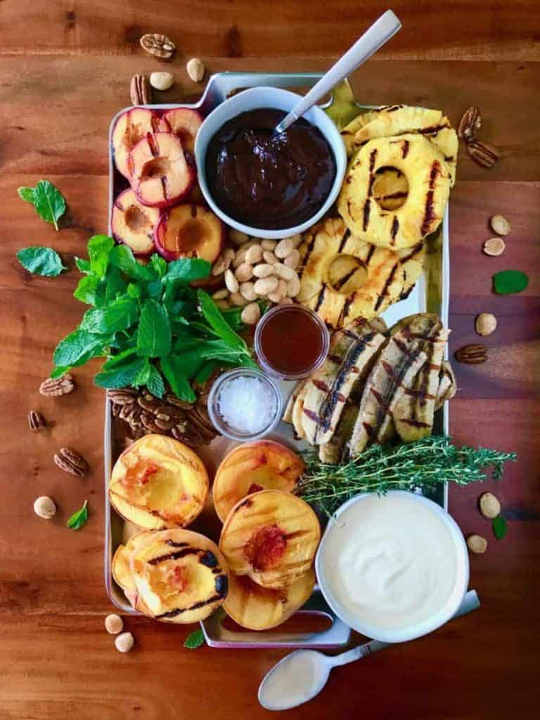 grilled fruit on platter