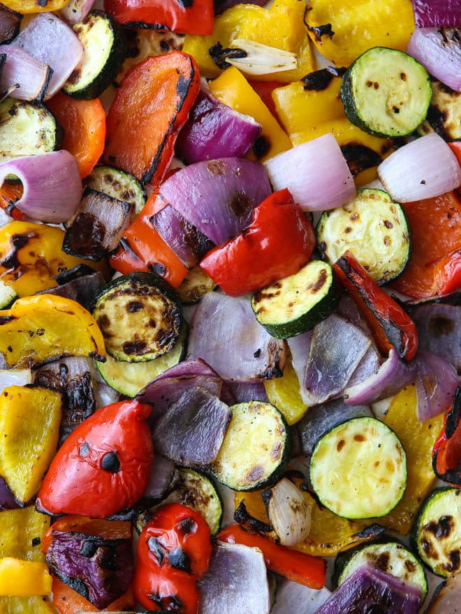 grilled chicken and vegetable panzanella salad from completelydelicious.com