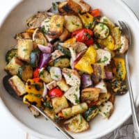 grilled chicken and vegetable panzanella salad from completelydelicious.com