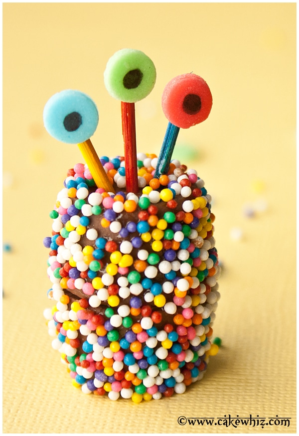 Halloween Chocolate Monsters on Yellow Background- Closeup Shot