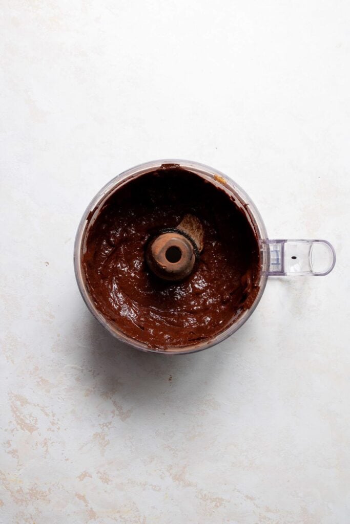 avocado banana brownie batter in a food processor