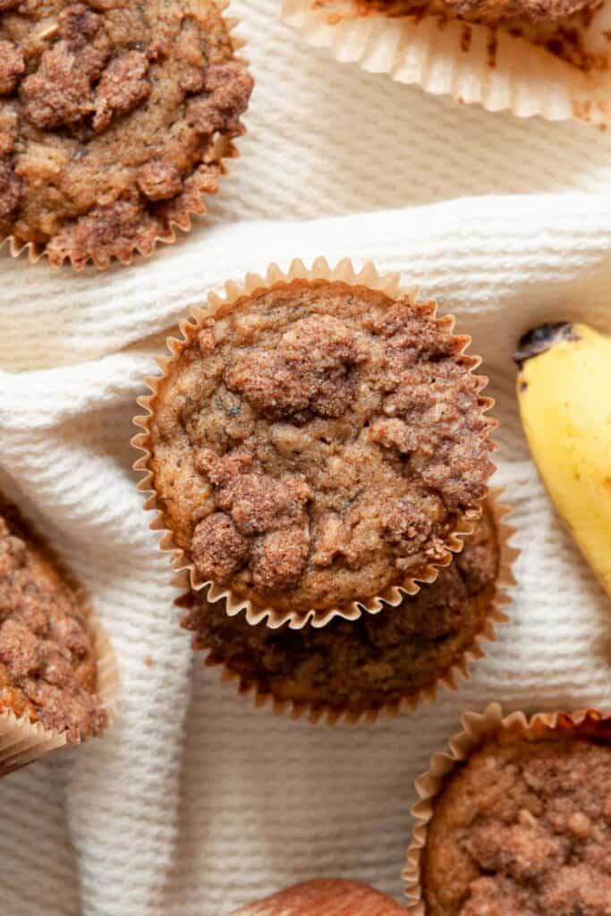 healthy banana muffins with streusel on top