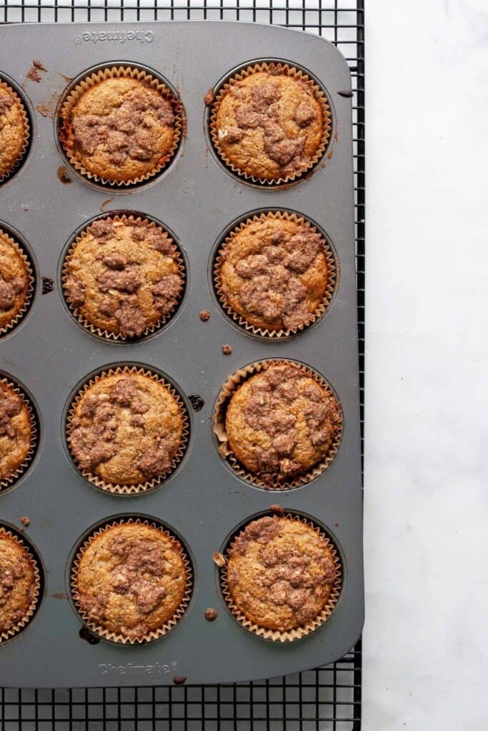 baked healthy banana streusel muffins