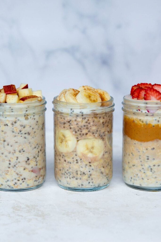high protein overnight oats made with yogurt and protein powder