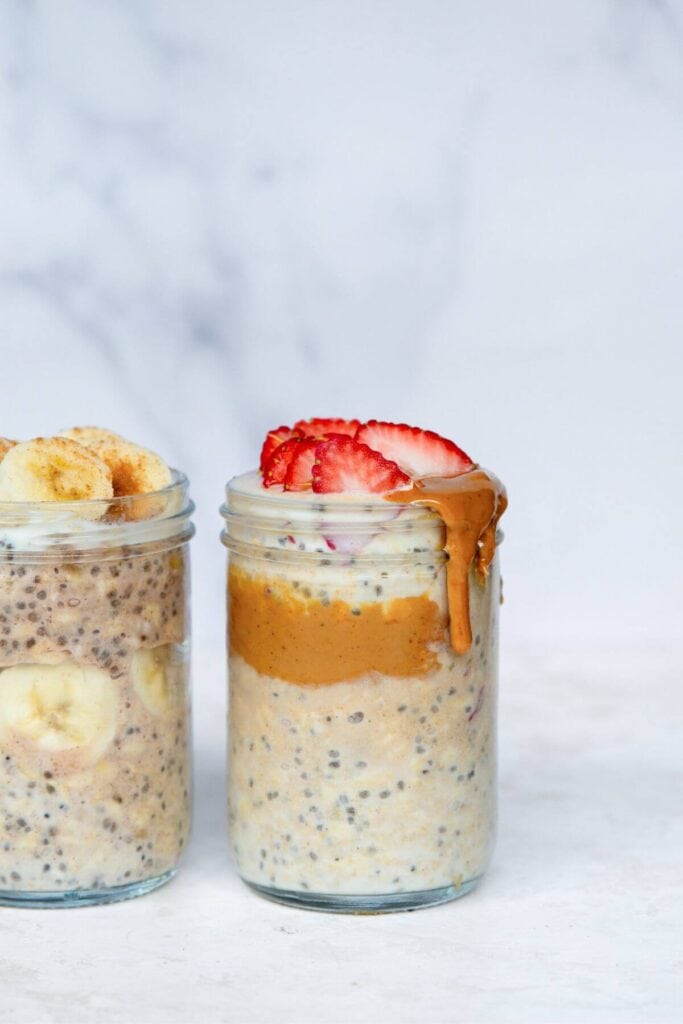 protein overnight oats made with yogurt and protein powder