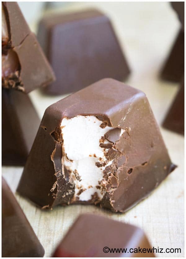 Homemade Fancy Chocolate With Marshmallow Filling- Partially Eaten