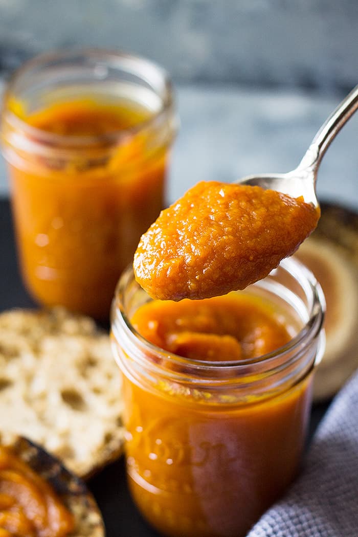 This Easy Pumpkin Butter is simple and delicious! It's filled with spices and naturally sweetened!