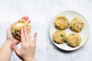 side by side how to stuff chicken burgers with mozzarella cheese