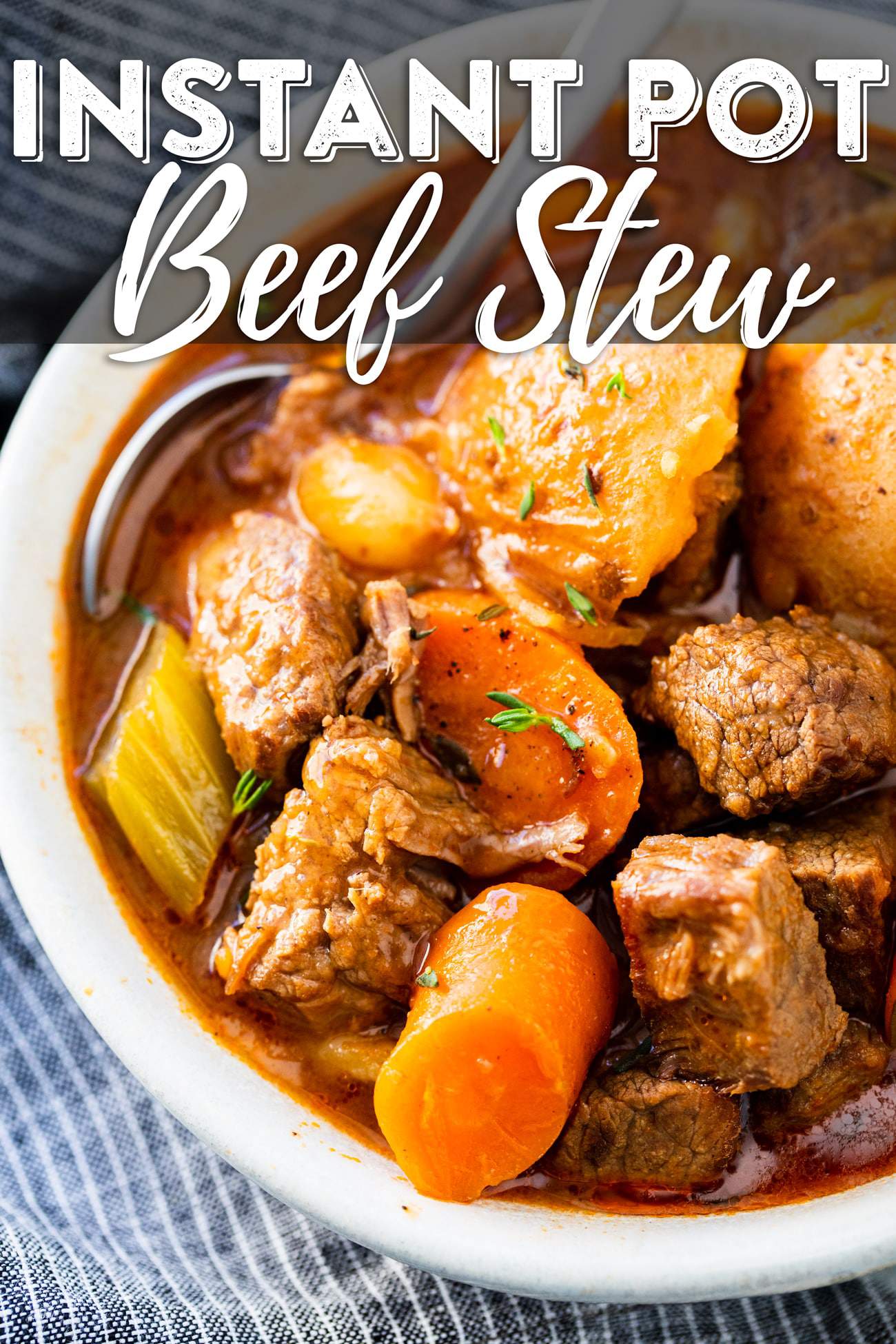 Instant Pot Beef Stew Recipe - This easy pressure cooker beef stew is a hearty family meal that tastes AMAZING!