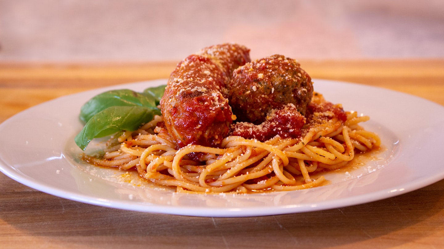 italian sunday sauce over pasta top