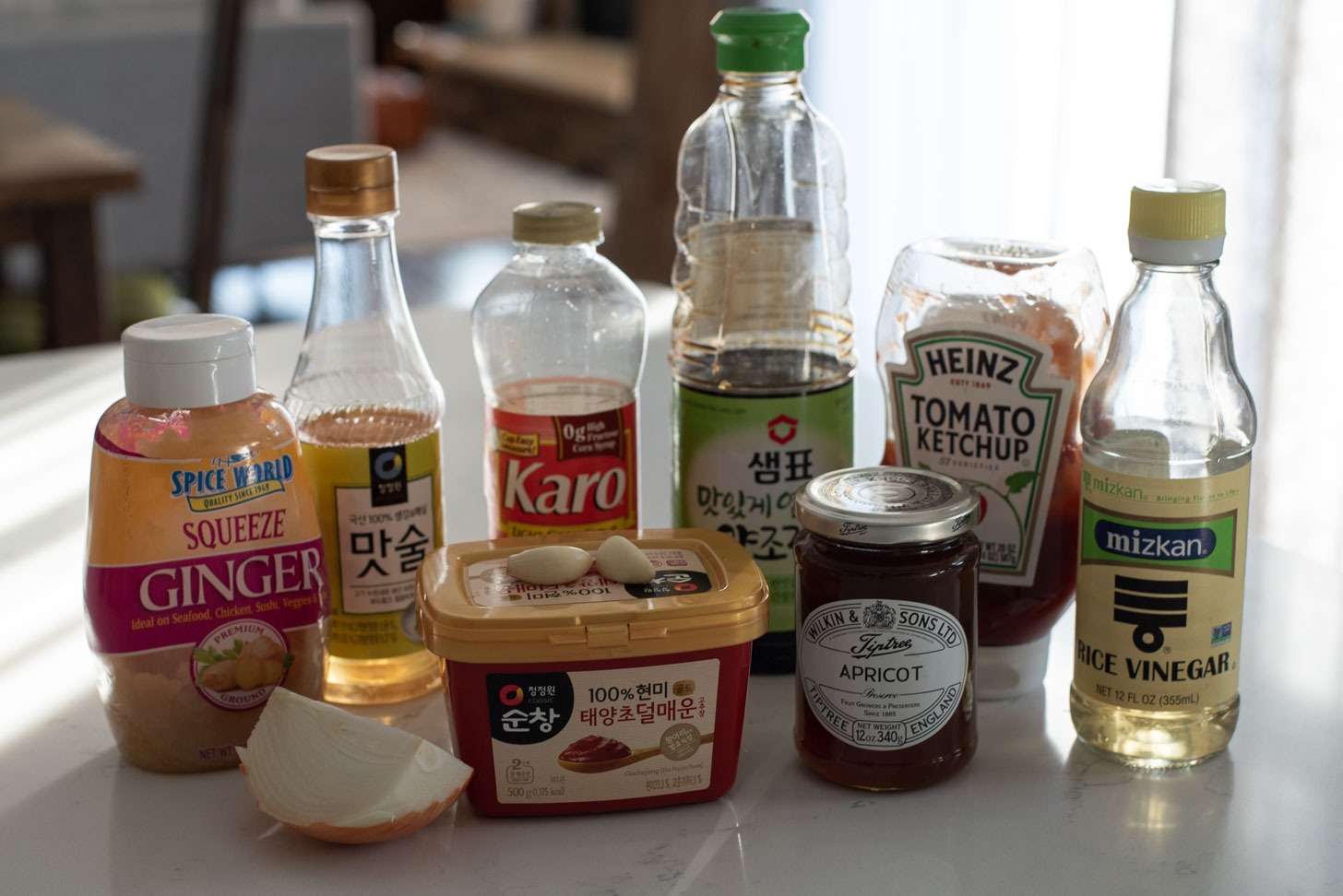 Ingredients for making Korean fried chicken.