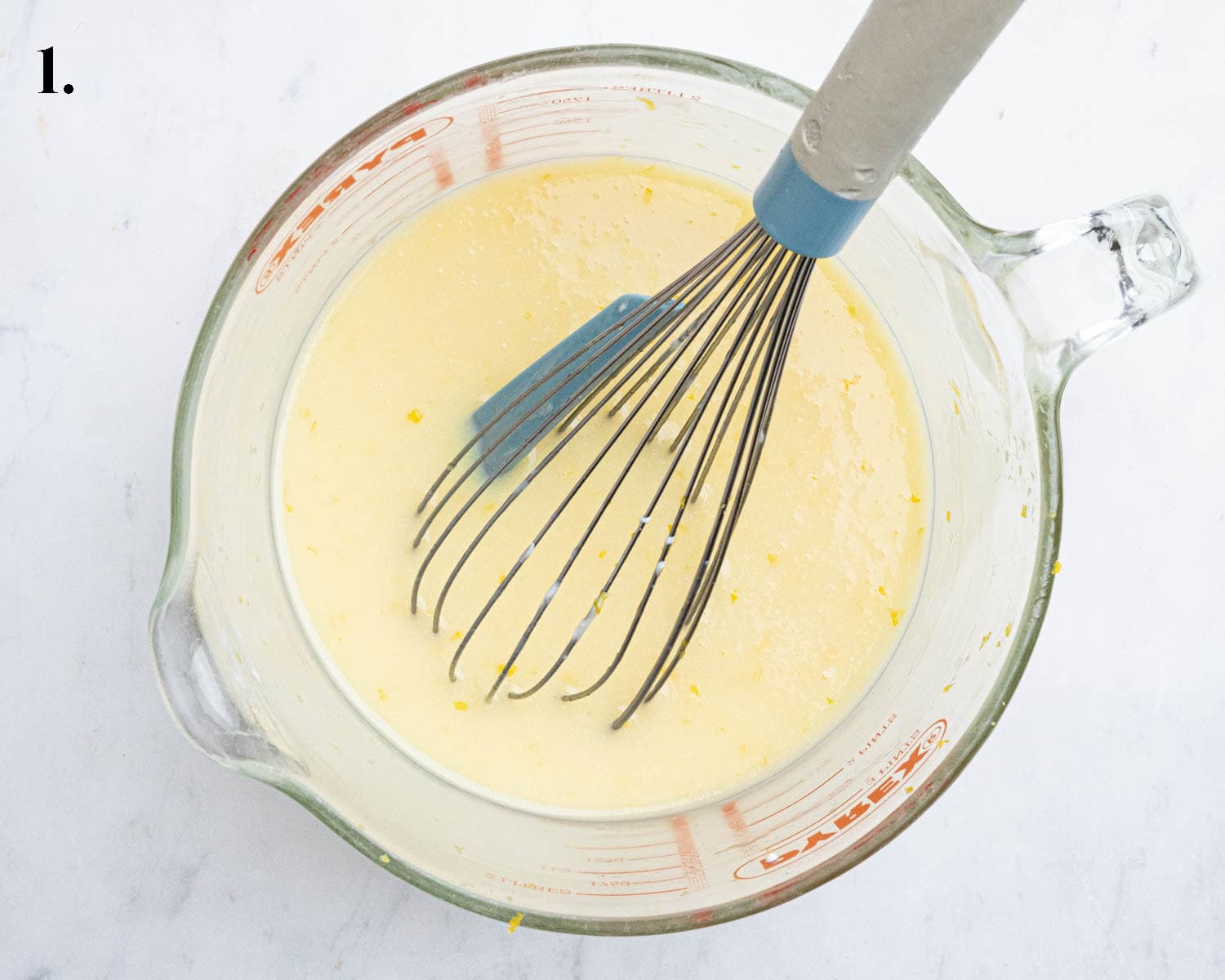 Step 1, the wet ingredients in a bowl.