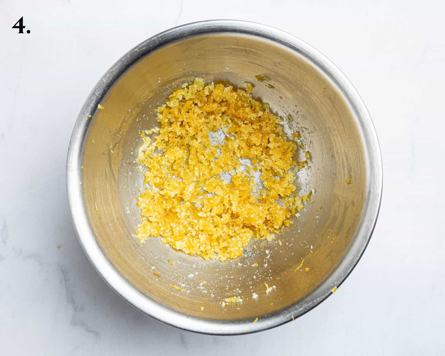 Step 4, the lemon zest and sugar mixture.