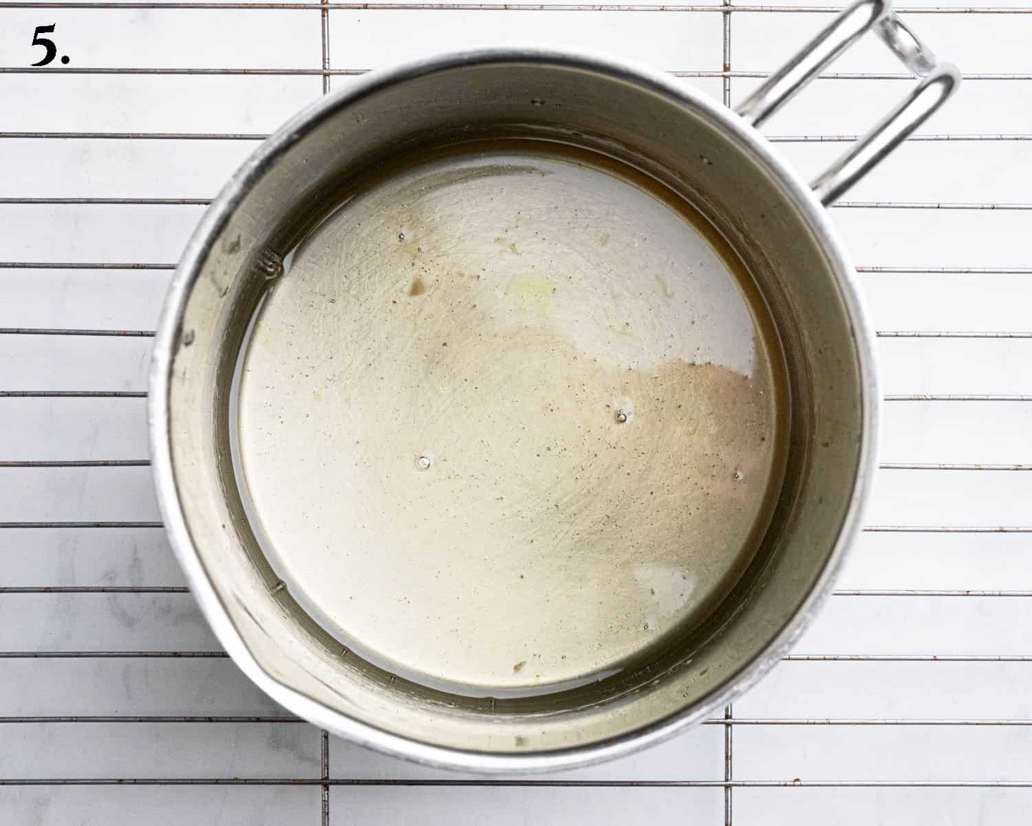 Step 5, the lemon syrup in a pan.