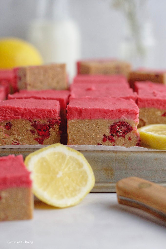 sliced bars on a baking pan