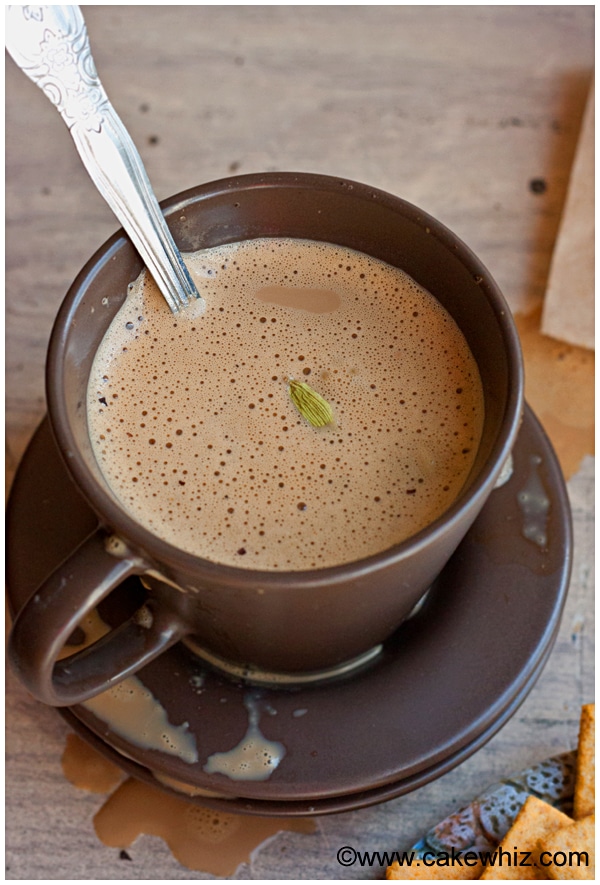 Karak Chai in Brown Cup With Some Drips