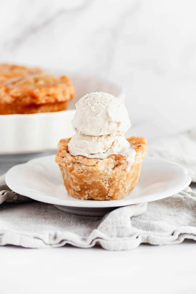 mini apple pie with two scoops of ice cream