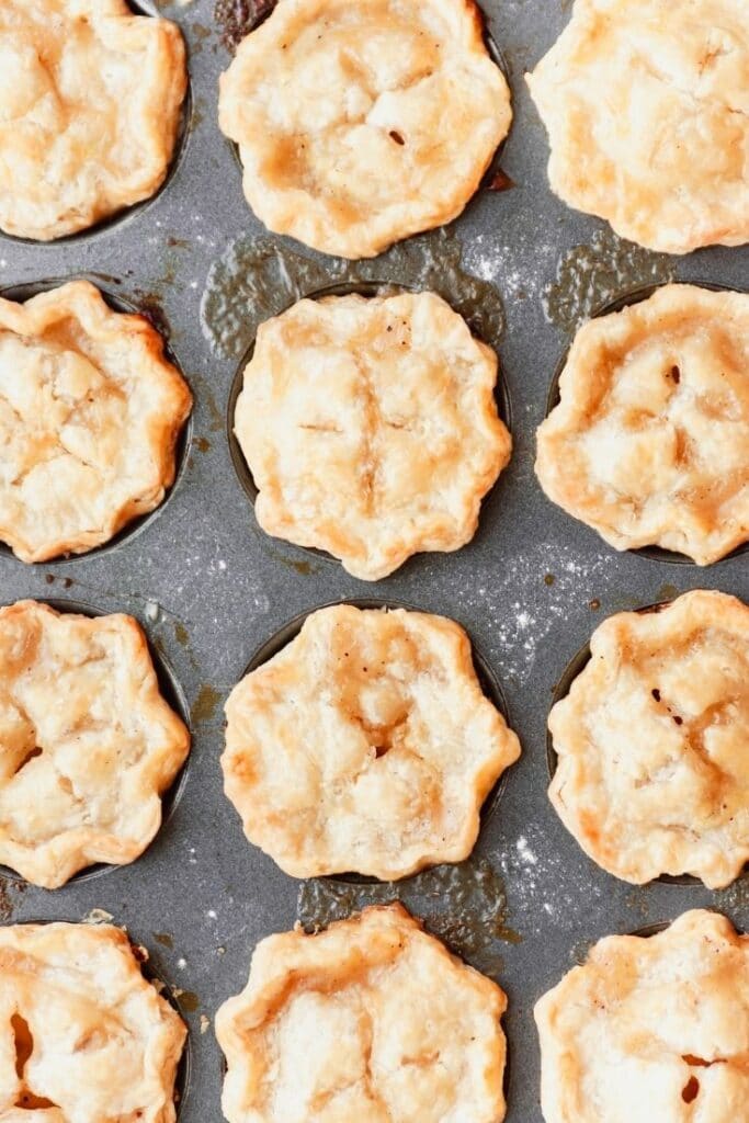 mini apple pies in muffin tin
