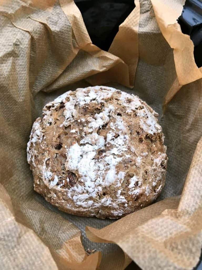 round bread loaf in pot