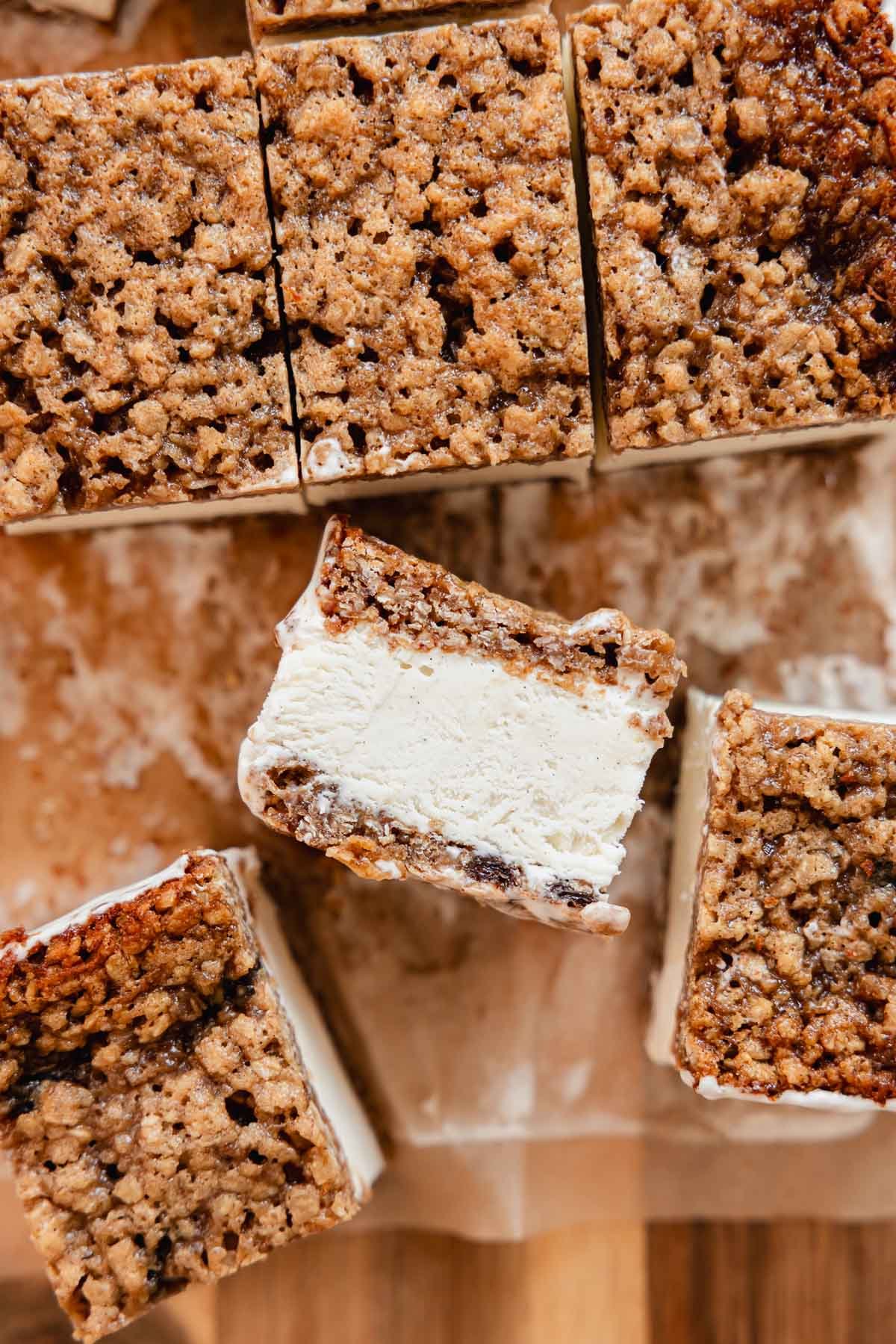 oatmeal raisin cookies with vanilla bean ice cream middle