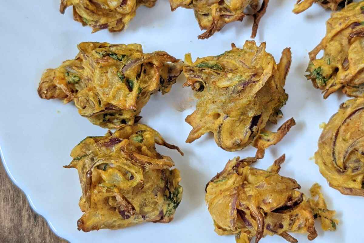 Onion bhajis in a plate