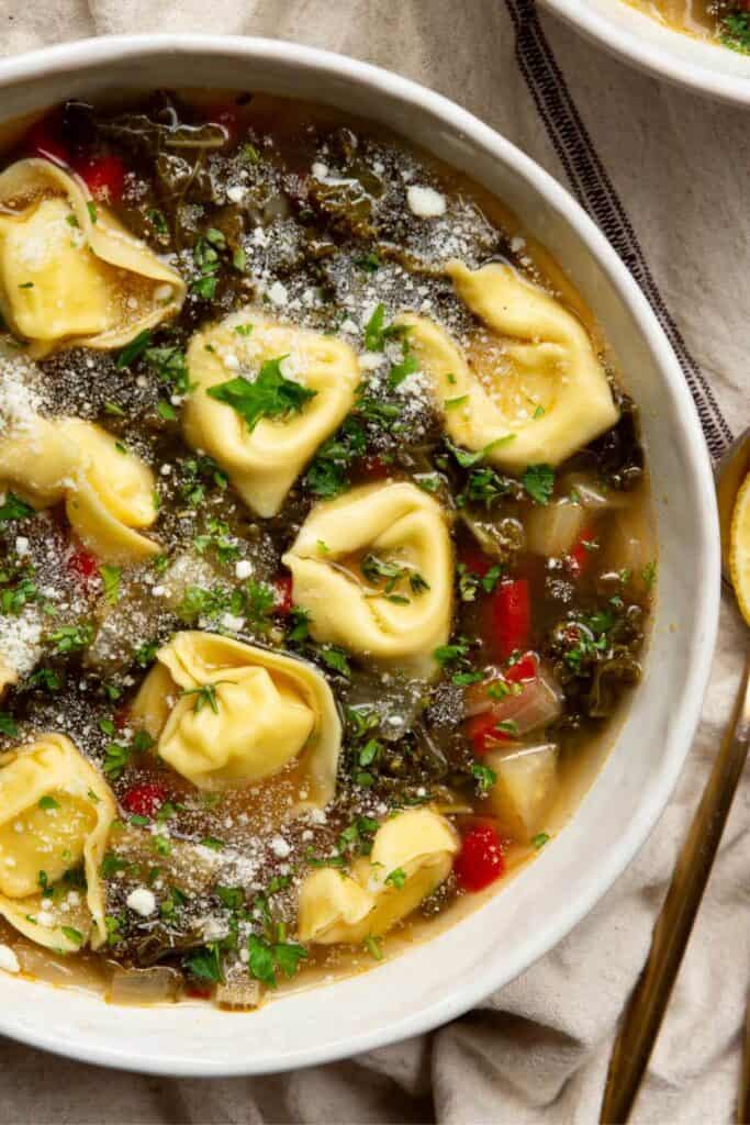 tortellini soup with parmesan and kale