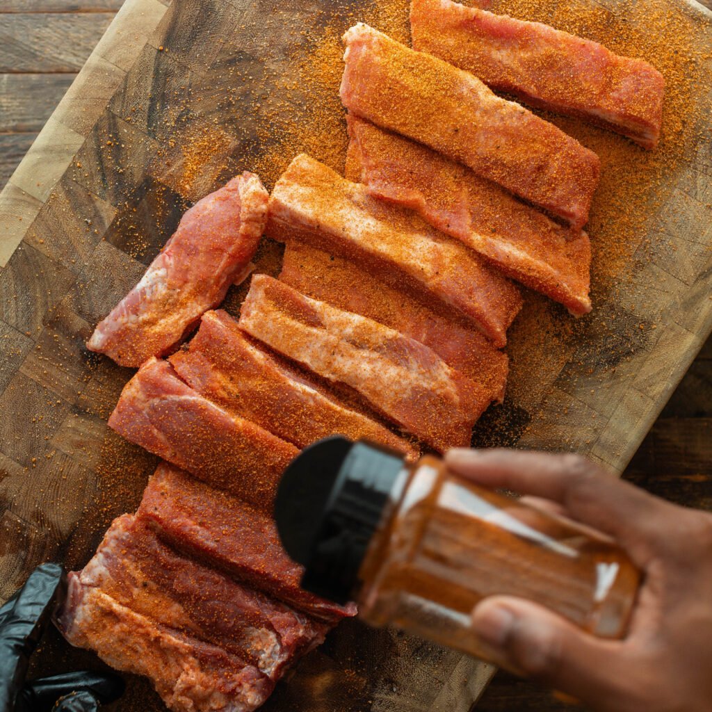 seasoning ribs with bbq rub