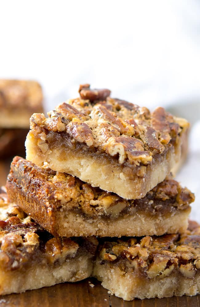 Chewy Pecan Pie Bars Recipe - These chewy pecan pie bars are an absolutely addictive dessert!