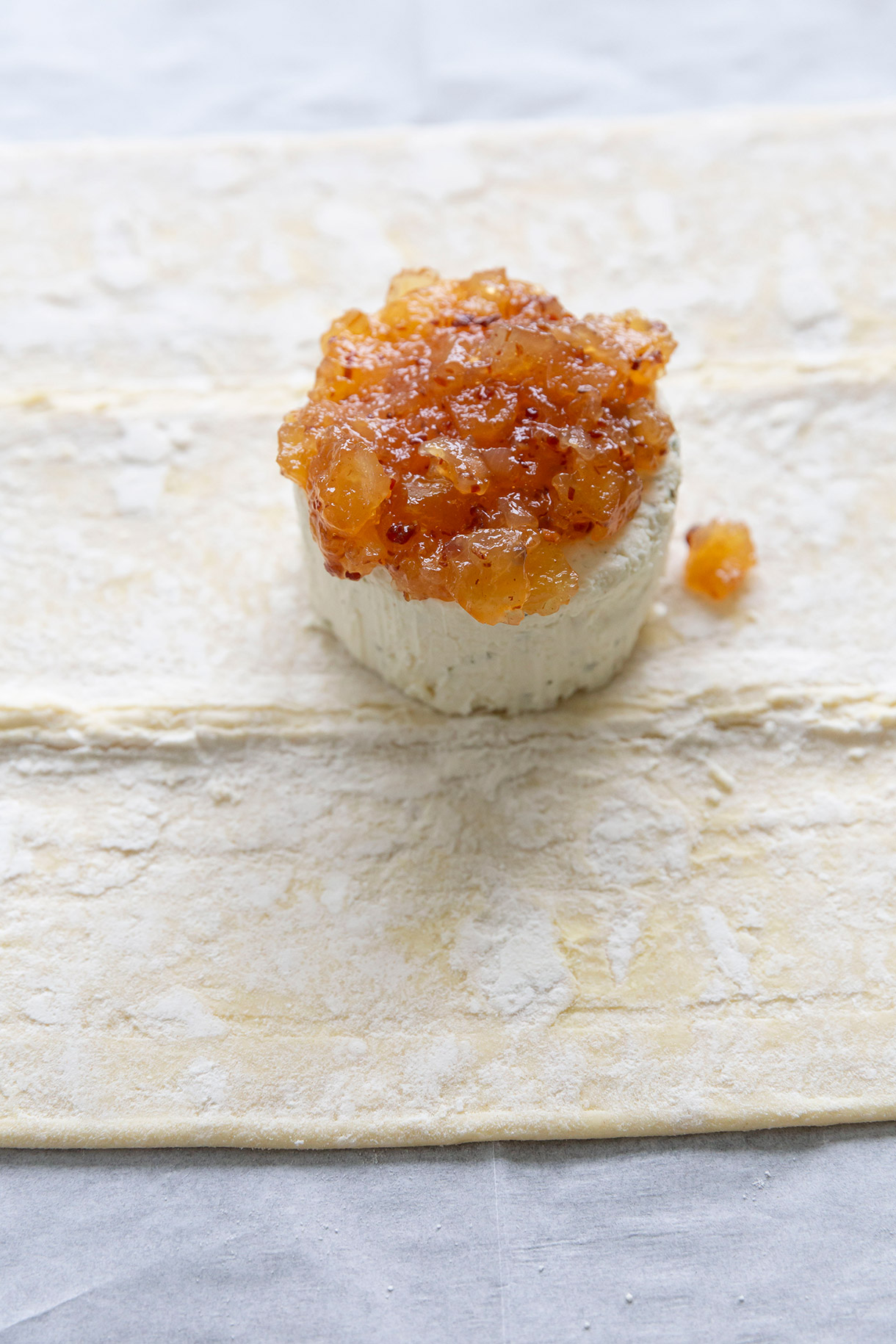 puff pastry baked boursin with bacon jam