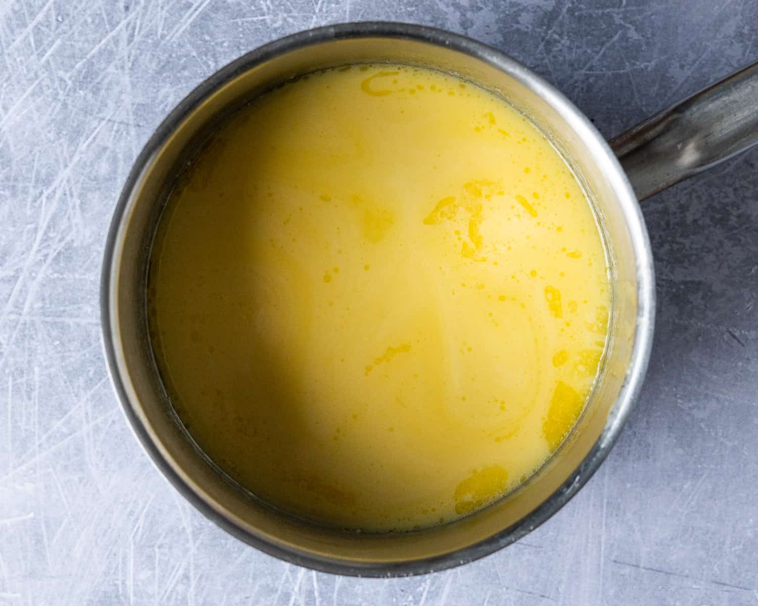 Step 1 - heating the milk and butter.