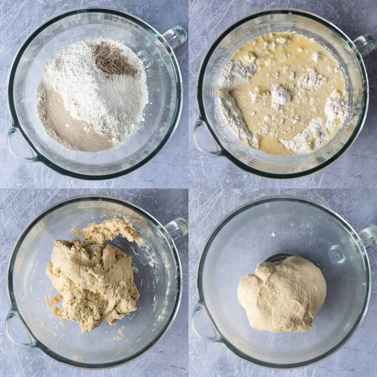 Step 2 - a four image collage of making the dough.