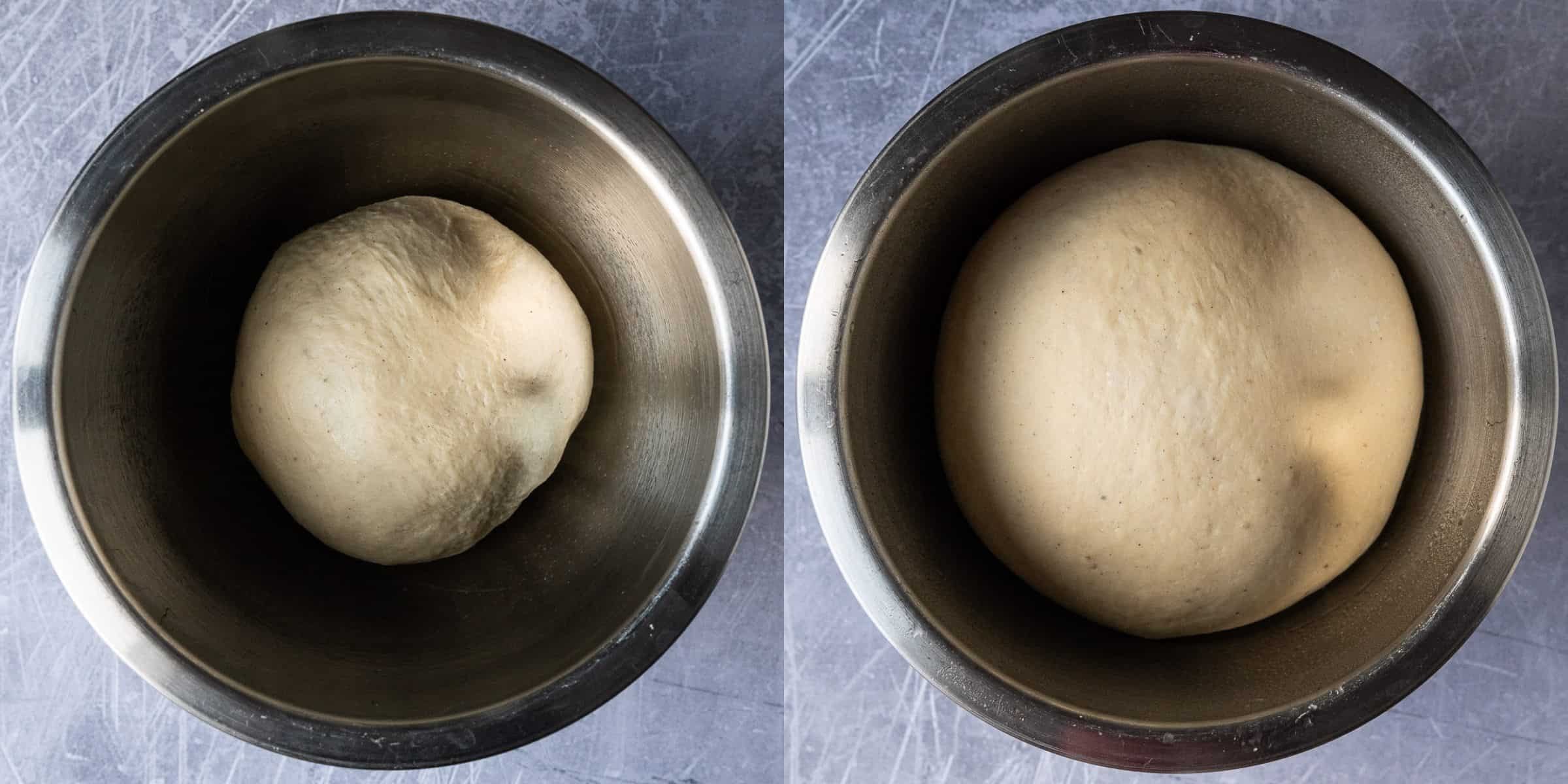 Step 3 - a two image collage of letting the dough rise.