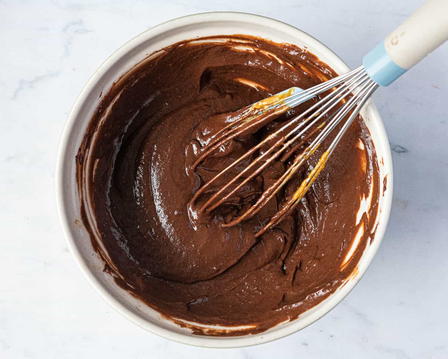 Step 3, the chocolate batter in a bowl.