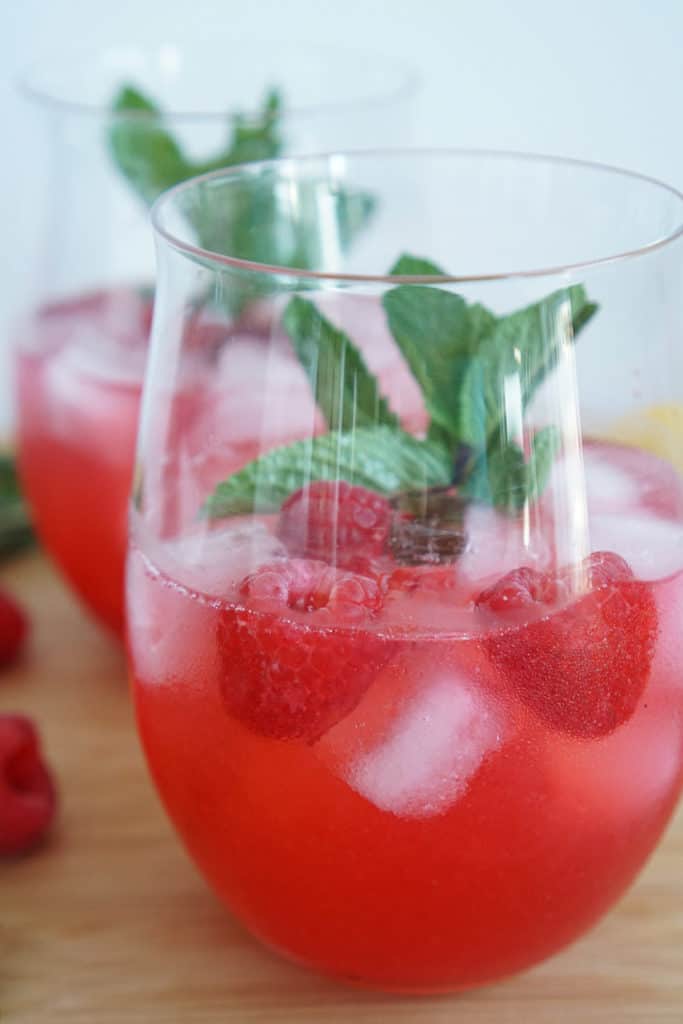 red drink in wine glass