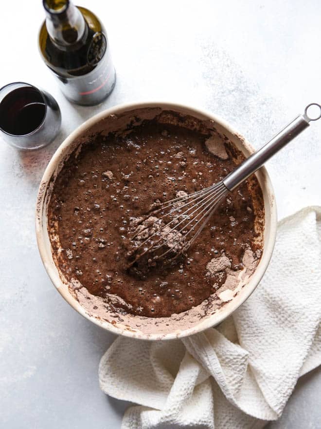 Red Wine Chocolate Cake with Raspberry Buttercream | completelydelicious.com