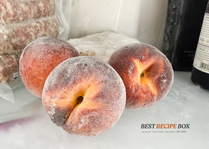 frozen peaches in the freezer