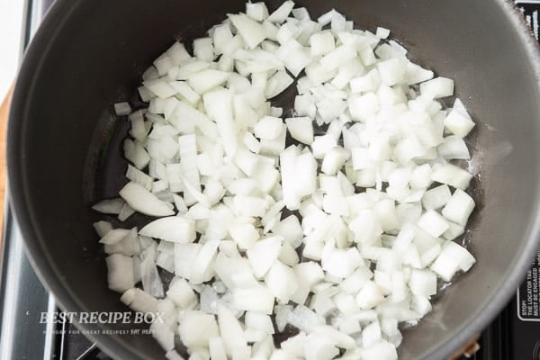 cooking onions in pan