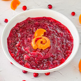 bowl of homemade cranberry sauce