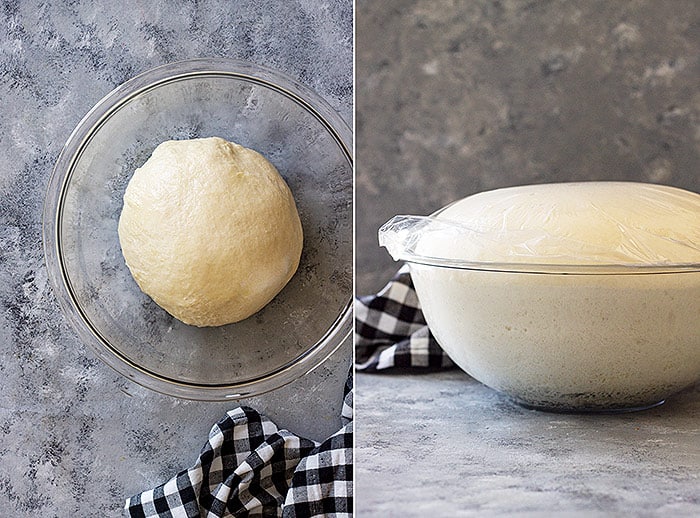 Pictures of bread dough rising. 