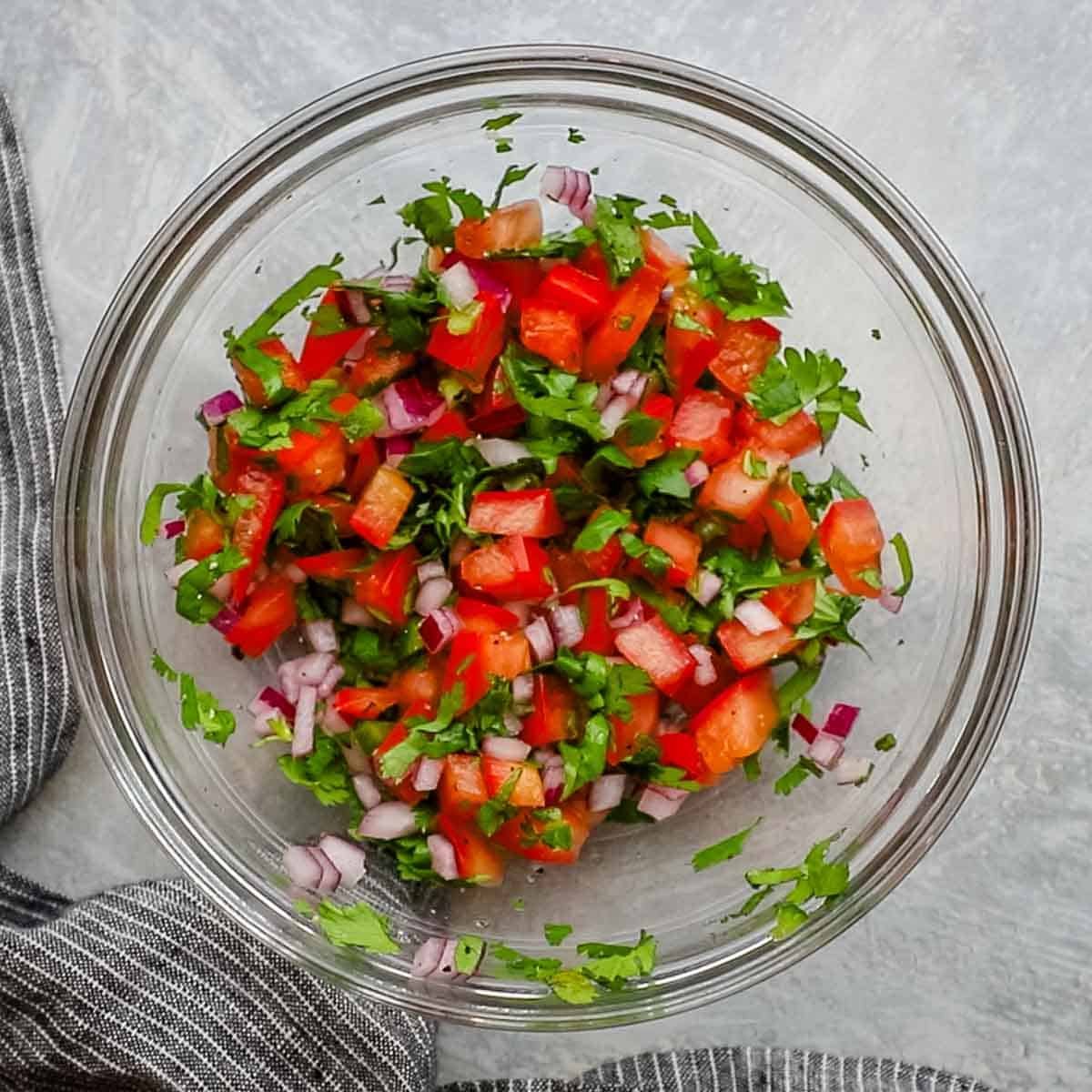 pico de gallo mixed together in a bowl