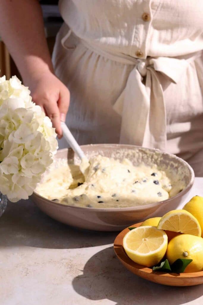 the mixed blueberry lemon pancake batter