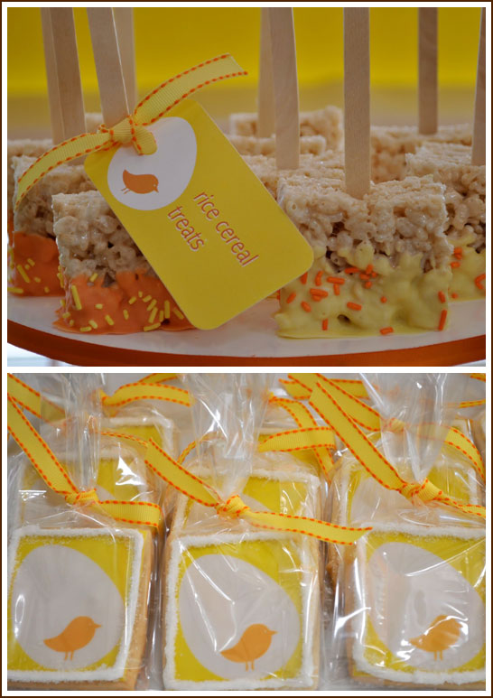 Tweet Modern Bird Party in Yellow, Orange and Chocolate