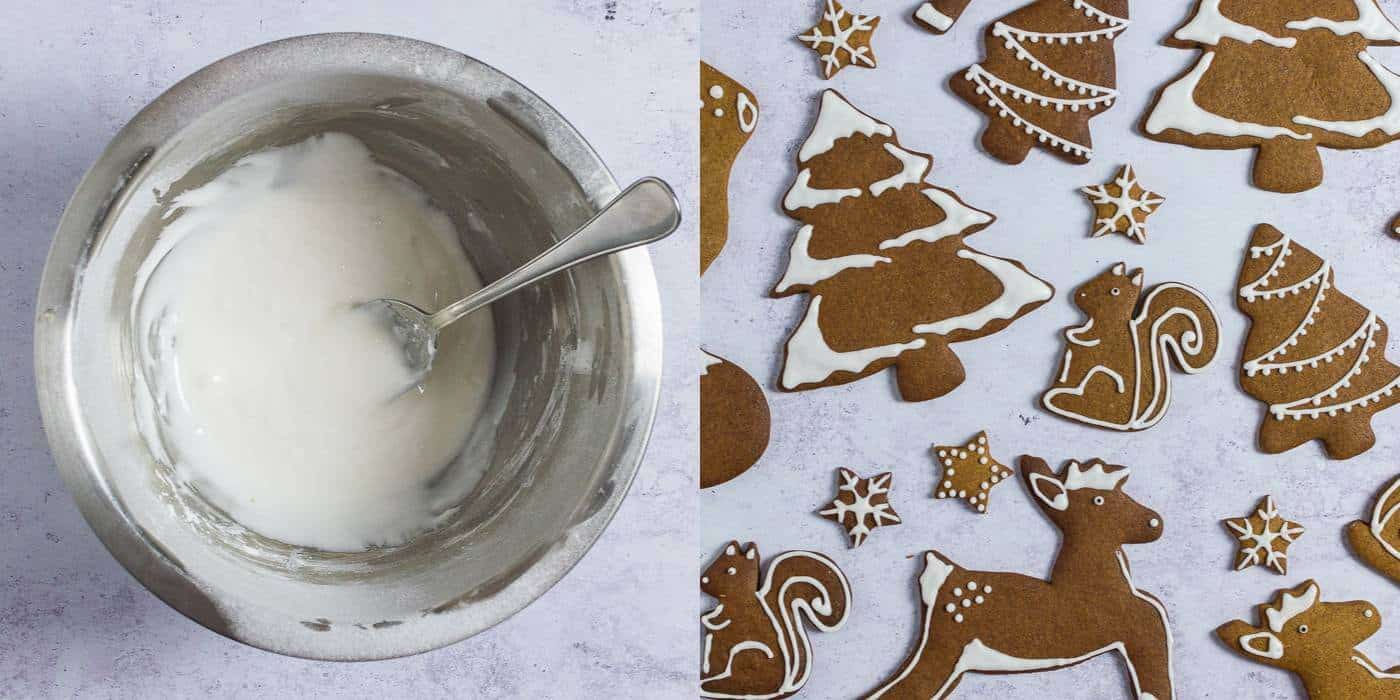 vegan gingerbread cookies step 3 - icing the cookies