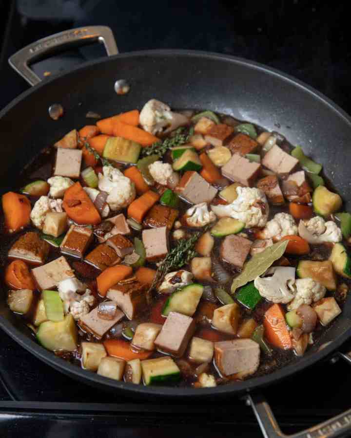 Photo of the rest of the ingredients being added to the pan.