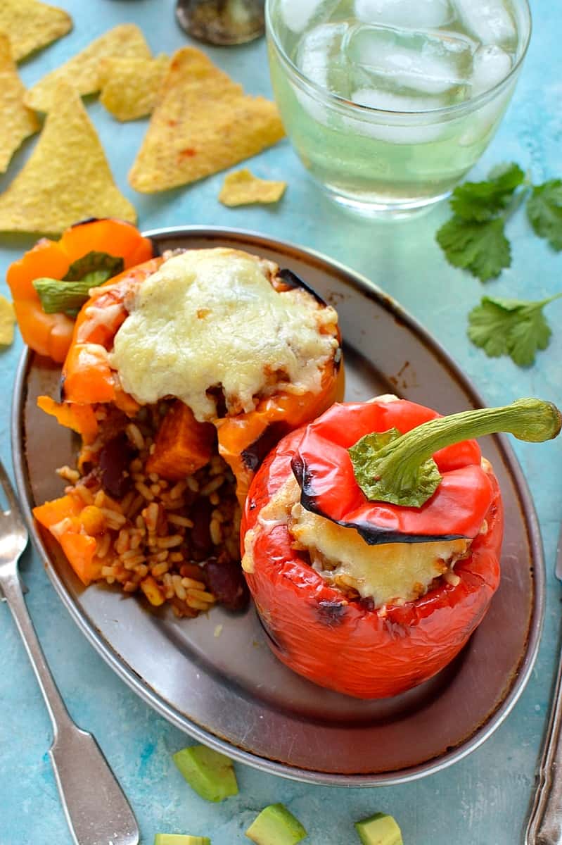 veggie chilli stuffed peppers