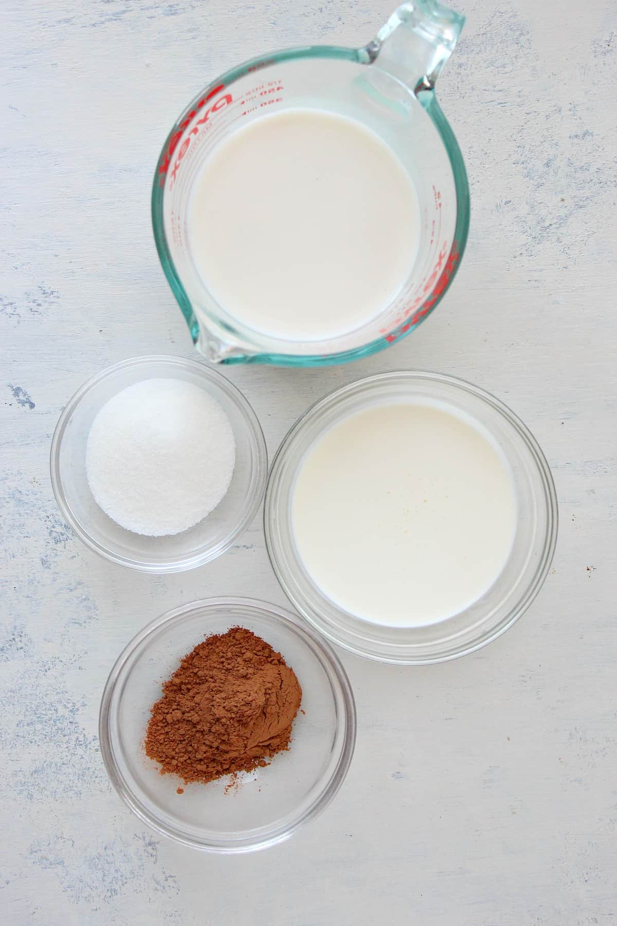 Whipped Hot Chocolate ingredients Ingredients on a board.