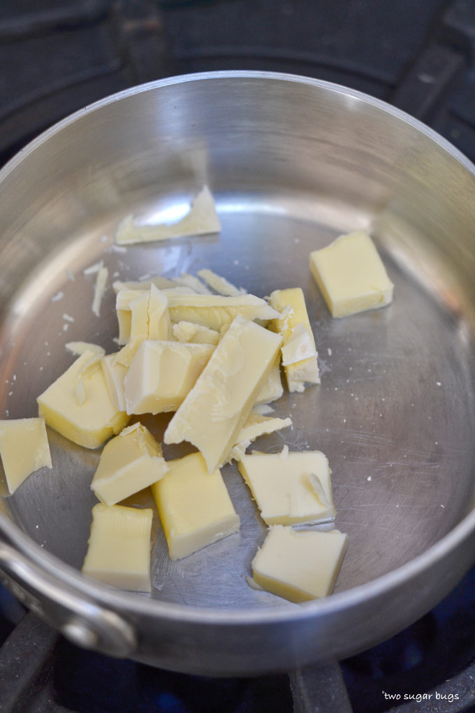 butter and white chocolate in a saucepan